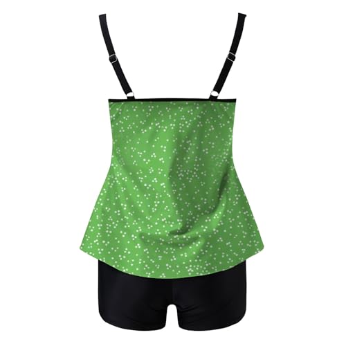 Elogoog Tanquíni com controle de barriga para mulheres, 2 peças, regata com shorts, Verde menta - C,
