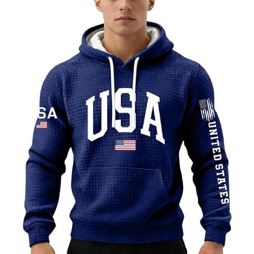 Sudadera con capucha patriótica de hombre azul marino talla S sin mangas 2