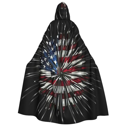 Cape à capuche motif drapeau américain fluide et légère pour déguisement unisexe