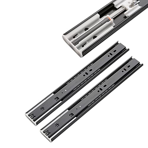 Duchunsheng Guias Cajones Carriles 300 500 600mm,Negro,Guía Telescópica Cajones,Guía For Cajón Lateral En Acero,Guías Correderas De Rodillo,Guías For Cajones De Cocina,con Cierre Suave (Size : 350mm)