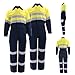 Coverall for Men High Visibility with 2 Inch Reflective Tape for Industrial Workers Safety Classic Coveralls, Yellow&Navy-XXL