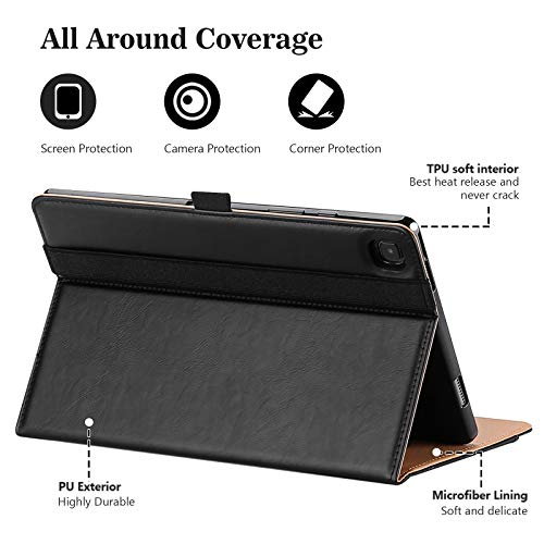 Procase Galaxy Tab A7 10.4 Inch Case (Model Sm-T500 T503 T505 T507), Premium Pu Leather Protective Cover Stand Folio Case With Strap For 2020 Release Samsung Galaxy Tab A7 Tablet 10.4” -Black #TOP2