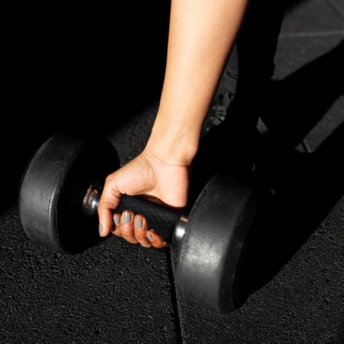Image of Amazon Basics Thick Dumbbell & Barbell Grips | Non-Slip Rubber Grips | Easily Attachable to Barbell, Dumbbell & Kettlebell | Large | Black