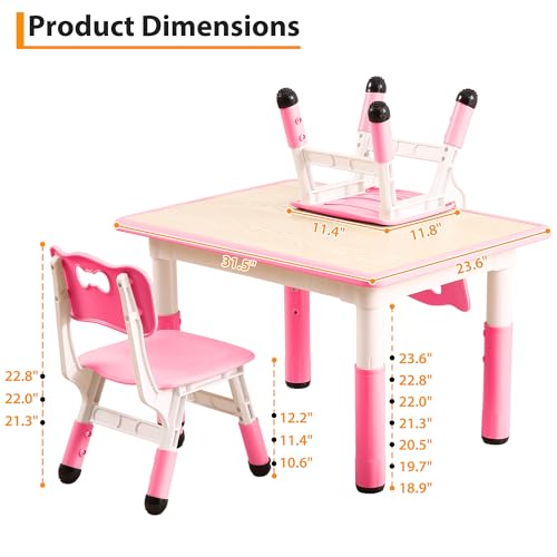 Garvee Kids Table and 4 Chair Set,32 in Toddler Table Set-Pink by Garvee - Used condition - Image 8