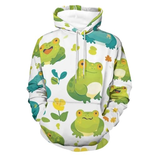 Sweatshirt grenouille bleu vert à capuche manches longues taille S