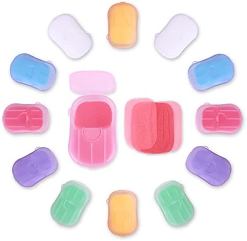 Bamsod 12 Boxes (240 Sheets) Soap Sheets Portable Disposable Scented Bath Slice Sheet Foaming Paper Soap Confetti Slide Flakes for Travel and Outdoor …