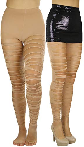 Image of ToBeInStyle Women's Slashed Ripped Shredded Distressed Hosiery Tights Leggings Music Festival
