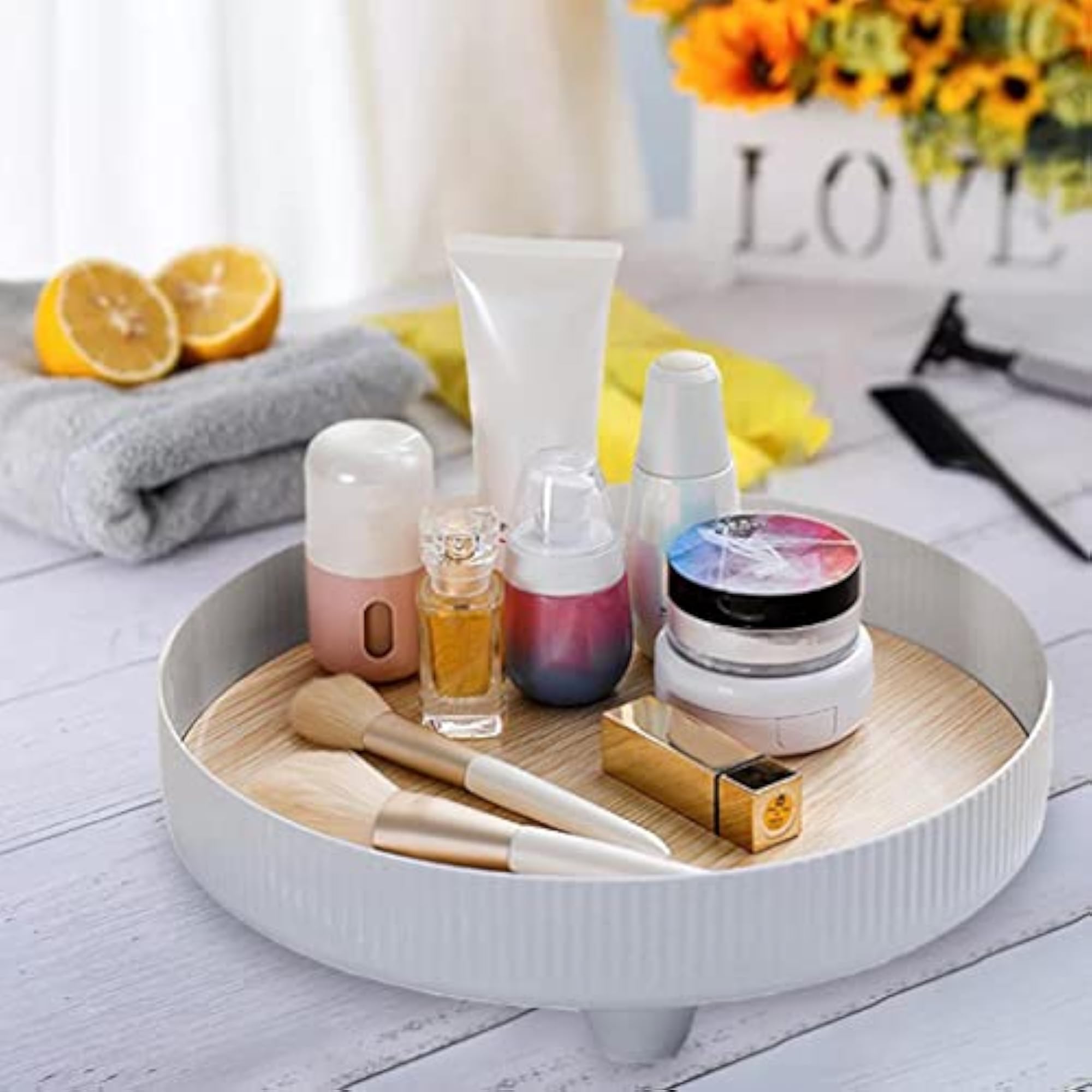Vanity Tray Jewelry Storage Decor, Gray