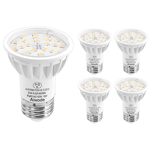 Aiwode E26 LEDdE26LEDX|bgCg5.5W(50-60W`)F6000K񒲌ΉRA85 Lp120x Px600LM E26 LEDd PSEF؍(5Zbg)