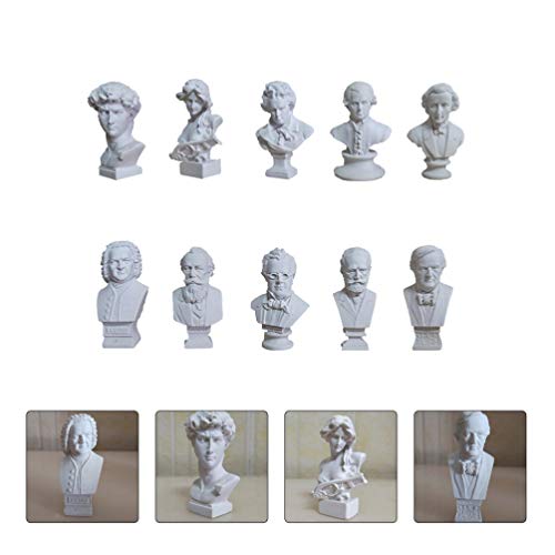 BESPORTBLE Miniatura Estátua de Busto 10 Pcs Pequeno Famoso Personagem Escultura Clássica Resina Est