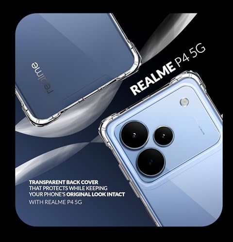 Image of Back Cover Case + Screen Protector for Realme P4 5G | Transparent Mobile Phone Back Case Cover for Realme P 4 5G | Realme P4 5G TPU Transparent Mobile Phone Back Cover Case