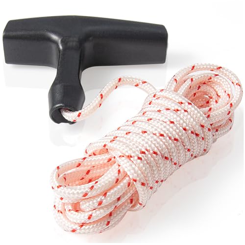 URANNBRIKS 10 ft (3.5mm) Lawn Mower Pull Cord Replacement High Tensile Strength Pull Rope with Handle for Generator Weed Eater Chainsaw Pressure Washer and Small Engine