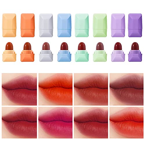 Mini juego de lápiz labial mate, lápiz labial mate de 8 colores, resistente al agua de larga duración, taza antiadherente, lápiz labial de terciopelo, juego de regalo de maquillaje de lápiz labial Cover