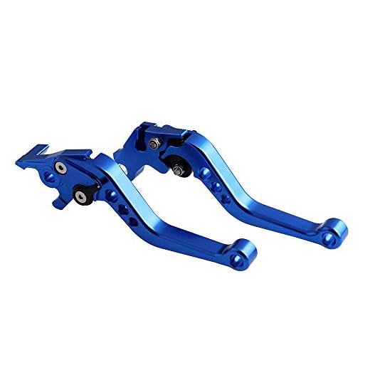 ZZYE Aluminium CNC Shorty justerbara bromshandtag för Honda GROM MSX 125 2013-2019,GT76, blå