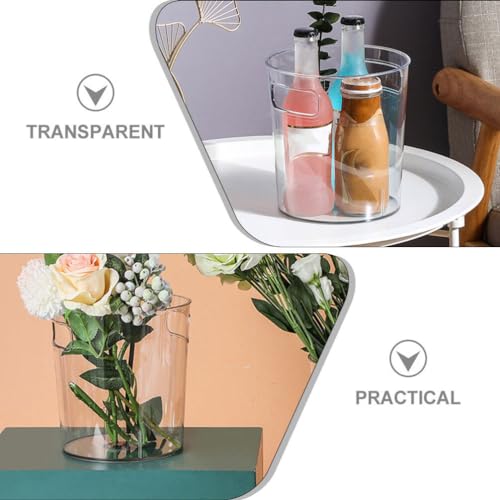 Image of Alipis Home Trash Bin Kitchen Container with Handle - Clear Acrylic Waste Basket for Bathroom, Bedroom, Office, and More