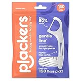 Plackers® Gentle Line® Floss Picks, Super Soft, GentleSlide® Fiber Made Without PTFE, Slides Easily Between Teeth, Fresh Mint, 150 Count