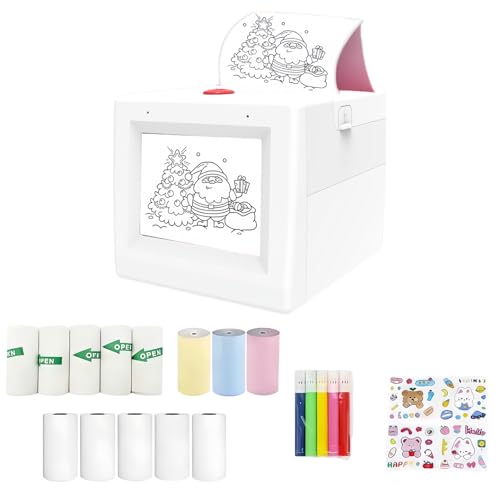 Image of Bxiadbzl AI Voice-Controlled Sticker Maker for Kids, Smart Pocket Thermal Printer with 6 Art Styles, Wireless WiFi Mini Portable Drawing & Coloring Machine for DIY(White)