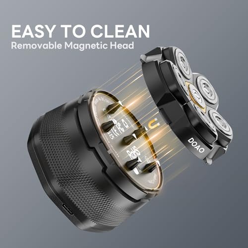 Image of Head Shavers for Bald Men, IPX7 Waterproof, 6D Magnetic Self-Sharpening Steel Blades, Smooth Shave in 3 Minutes, Wet & Dry, 180-Min Usage, Type-C Fast Charge, Easy Clean, LED Display, Grey