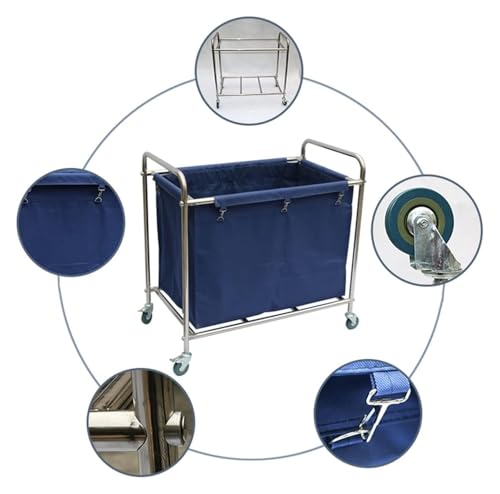 Chariot à linge robuste à roulettes panier de tri durable pour collecter et transporter - 5