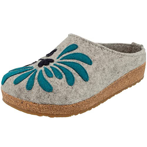 HAFLINGER Blooming Silver Gray Clogs
