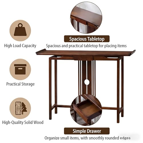 Mesa decorativa de madera maciza para pasillo y entrada de estilo clásico 7