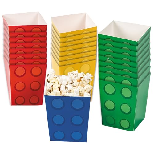 Fun Express Block Party Popcorn Boxes (24pc) for Birthday - Party Supplies - Containers - Paper Boxes - Birthday - 24 Pieces
