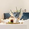 Mkono Small Artificial Flowers in Ceramic Vase 12.5 Centerpieces Coffee Table Decor, Silk Flower Arrangements for Home Decor Indoor Fake Flower Bouquet for Bathroom Dining Room Kitchen Wedding Blue