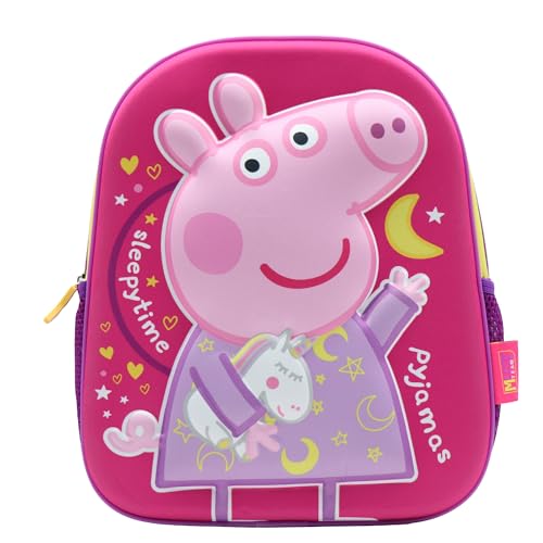Peppa Pig Mochila infantil - Bolsa preescolar de EVA 3D | Ligera con bolsillos para botellas y correas reforzadas | Mochila escolar de jardín de infantes para niñas