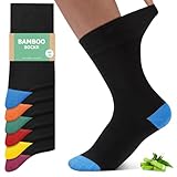 FALARY Bamboo Socks Men and Women Unisex Multipack - Reinforced Heel and Toe Work Socks - Super Soft Moisture Wicking Anti Sweat - Multi - Size UK 6-8 - 6 Pairs