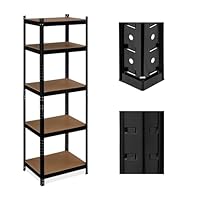 Relaxdays Schwarzes Schwerlastregal, HBT 180x60x45 cm, 500 kg, 5 Ebenen, Keller, Garage, Lagerregal zum Stecken, Stahl, 80%, Schwarz