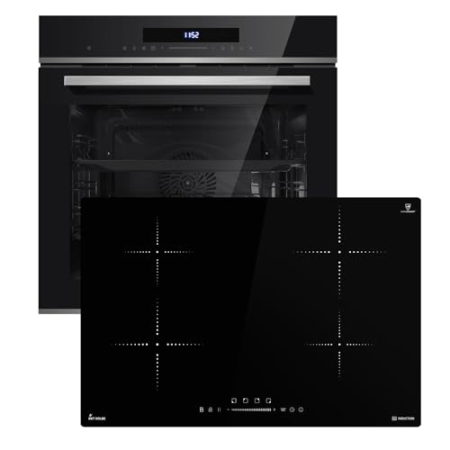 KKT KOLBE Edelstahl & Glass Einbaubackofen EB8019EDP + Induktionskochfeld IH87704RL | Pyrolyse | Pizzafunktion | Grill | Umluft | Heißluft | Teleskopauszüge | Automatik-Timer | SET8019IH877RL
