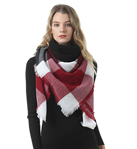 XXL Schal Kariert Winter Damen Winterschal Herbstschal Karoschal Deckenschal Plaid Muster Frauen Karo Tuch