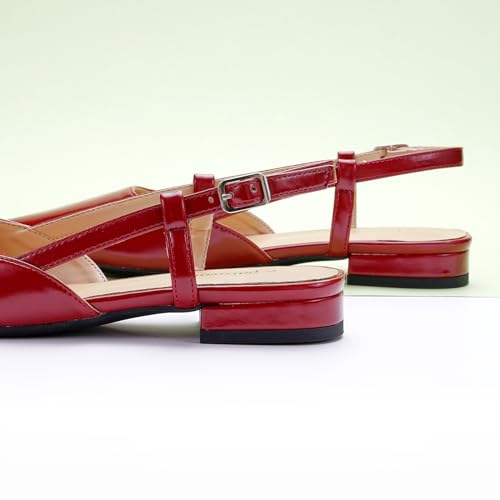 Image of C.Paravano Slingback Flats | Pointed Toe Flats | Slingback Sandals | Women's Slingback Dress Shoes | Adjustable Buckle Sandals