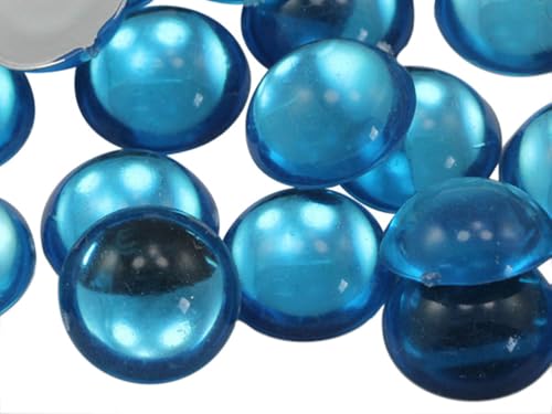Allstarco 11mm (7/16") Blue Aqua Round Pearl Cabochons, 50 PCS