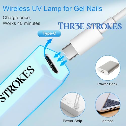 Image of THR3E STROKES Mini UV Light for Gel Nails - Portable Mini Nail Lamp,3W Handheld UV Light for Nails Pen Shape Nail Dryer Professional Led Light for Resin (BLUE)