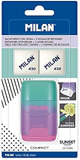 Milan Blister Pack Sunset Purple Compact Sharpener + 2 Replacement Erasers, BYM10451