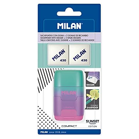 Milan Blister Pack Sunset Purple Compact Sharpener + 2 Replacement Erasers, BYM10451 Cover
