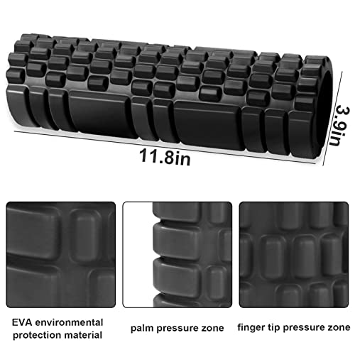 Foam Roller,Iekeodi Trigger Point Exercise Roller, High Density Muscle Roller, Myofascial Release, Deep Tissue Trigger Muscles Roller Set For Pain Relief Massage,Exercise, Yoga,Pilates,Black #TOP1
