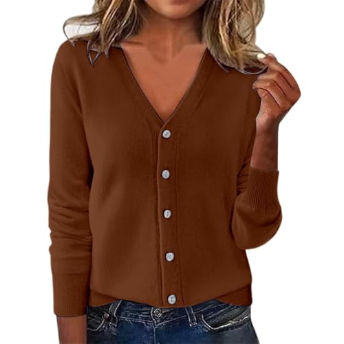 Drymnoc Lightweight Cardigan Sweaters for Women Button Up V-Neck Knitted Fall Sweater Long Sleeve Open Front Cute Cardigans - image 2
