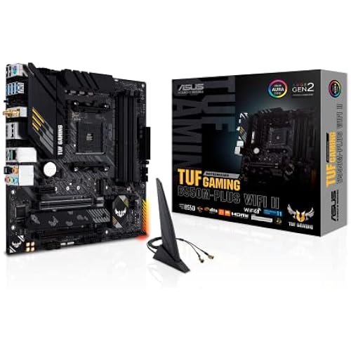 ASUS TUF GAMING B550M-PLUS WiFi II AMD AM4 (3rd Gen Ryzen) microATX gaming motherboard (PCIe 4.0, WiFi 6 2.5Gb LAN, BIOS FlashBack, HDMI 2.1, USB 3.2 Gen 2, Addressable Gen 2 RGB header and AURA Sync)