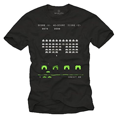 Cool Geek T-Shirt for Men Space Invaders Black XL Cover