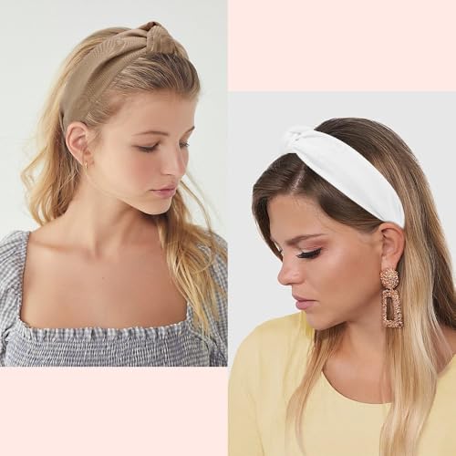 AHONEY Pacote com 5 faixas de cabelo femininas com nó largo, acessórios de cabelo antiderrapantes, p