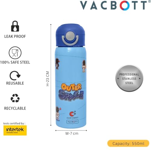 Image of Clay Craft Vacbott Sonic Double Wall Printed|18 Hours Hot and 24 Hour Cold Water Bottle Vacuum Insulated Flask Bottle|550ml, 1Pcs, Bottle for Home, Office|BPA-Free|BIS Certified|1Year Limited Warranty