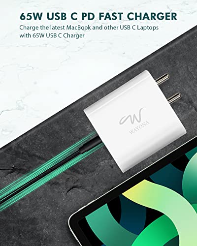 Image of Wayona Usb C Fast Charger Compatible With Laptops, Macbook Air /Pro M1 2020, Samsung Galaxy Book2 /Book2 Pro 360, Hp Spectre X360, Microsoft Surface Pro 7 (Black, 65W Charger + Cable)