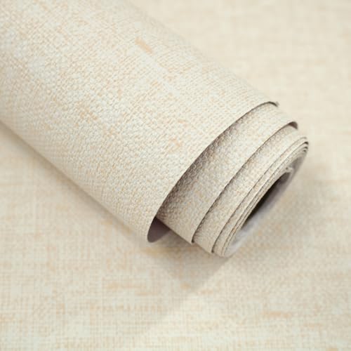 Grasscloth vinyl wallpaper beige self-adhesive contact paper