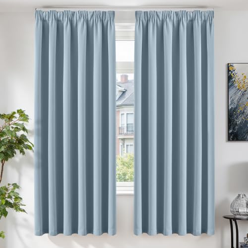 Image of TOPICK Light Blue Blackout Curtains Living Room Bedroom, W66 xL72 2 PCS
