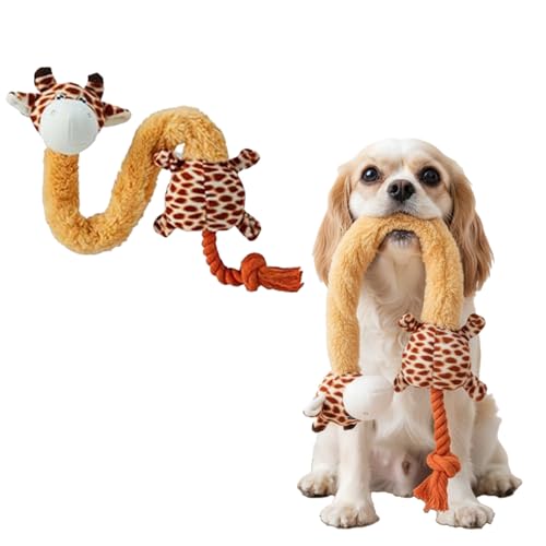 Image of Amazon Basics Giraffe Soft Squeaky Plush Dog Toy | Cuddle & Tug Play Toy | Machine Washable | Reinforced Fabric | Non-Toxic | for Small to Large Dogs | 5-30 kg