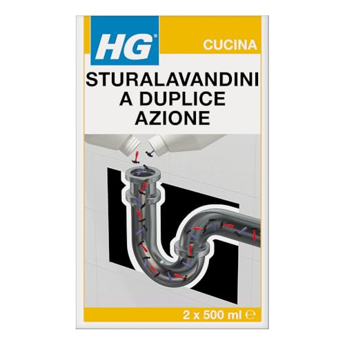 HG Sturalavandini a Duplice Azione, Rimuove i Blocchi e Ripristina il Funzionamento degli Scarichi, 2x 500 ml