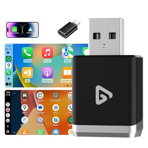 【YolanAuto 正規販売品・技適認証済】2025年新型 MINI ワイヤレス CarPlay & Android Auto USBアダプター 有線接続を無線化 純正有線CarPlay/Android Auto対応車用 プラグ&プレイ・自動接続