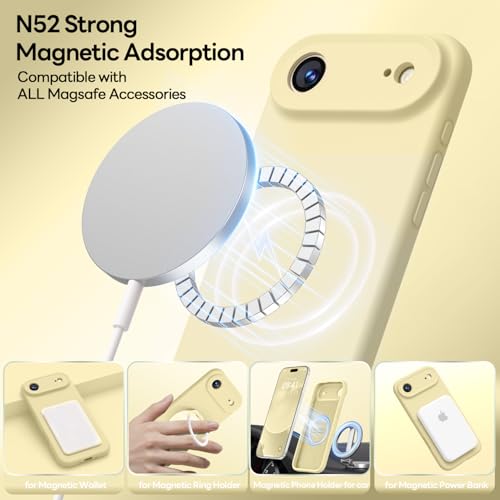 Image of LOVE 3000 Designed for iPhone Air Case, Premium Silicone [Compatible with Magsafe][Soft Anti-Scratch Microfiber Lining] Shockproof Protective Phone Case for Men Women 6.5 inch, Creamy Yellow